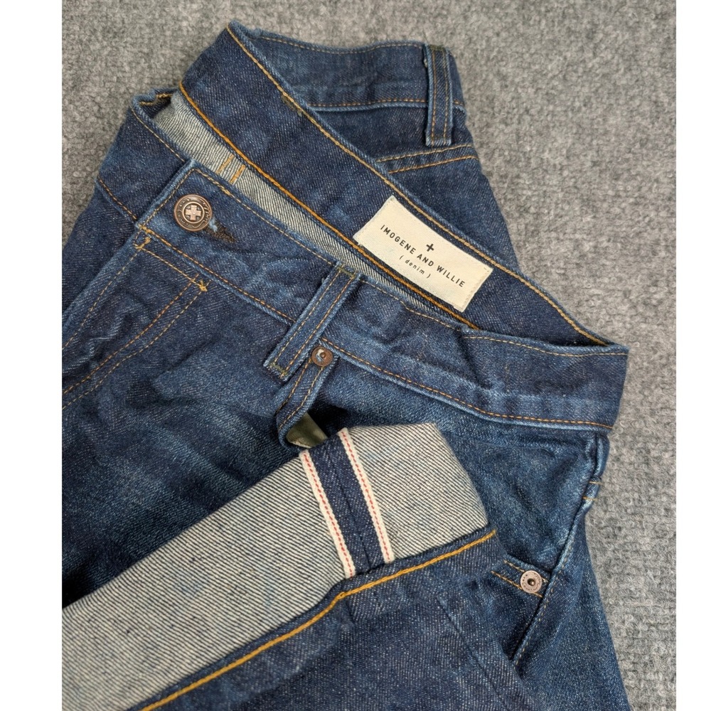 Imogene + Willie Willie Jeans Mens 36 Blue Selvedge Denim Button Fly Straight